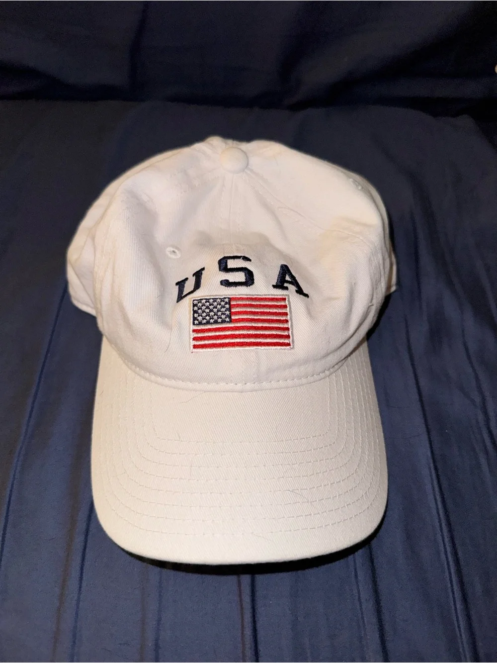 White USA Flag Embroidered Baseball Cap - NEVER WORN